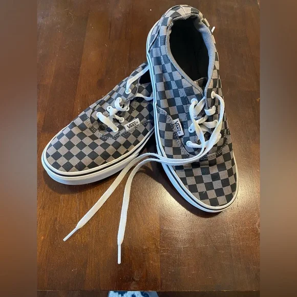 Vans Black gray and white checkered size 5 - Picture 3 of 5